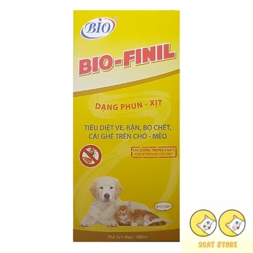 Thuốc Phun Xịt Ve, Ghẻ, Bọ Chét Chó Mèo Bio Finil (100ml)