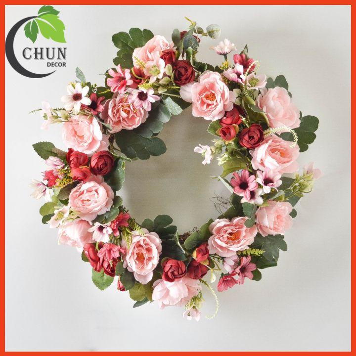 Vòng Hoa Giả, Vòng Nguyệt Quế Trang Trí Tường, Cửa Sổ, Decor Phông Rạp Cưới Nhiều Mẫu