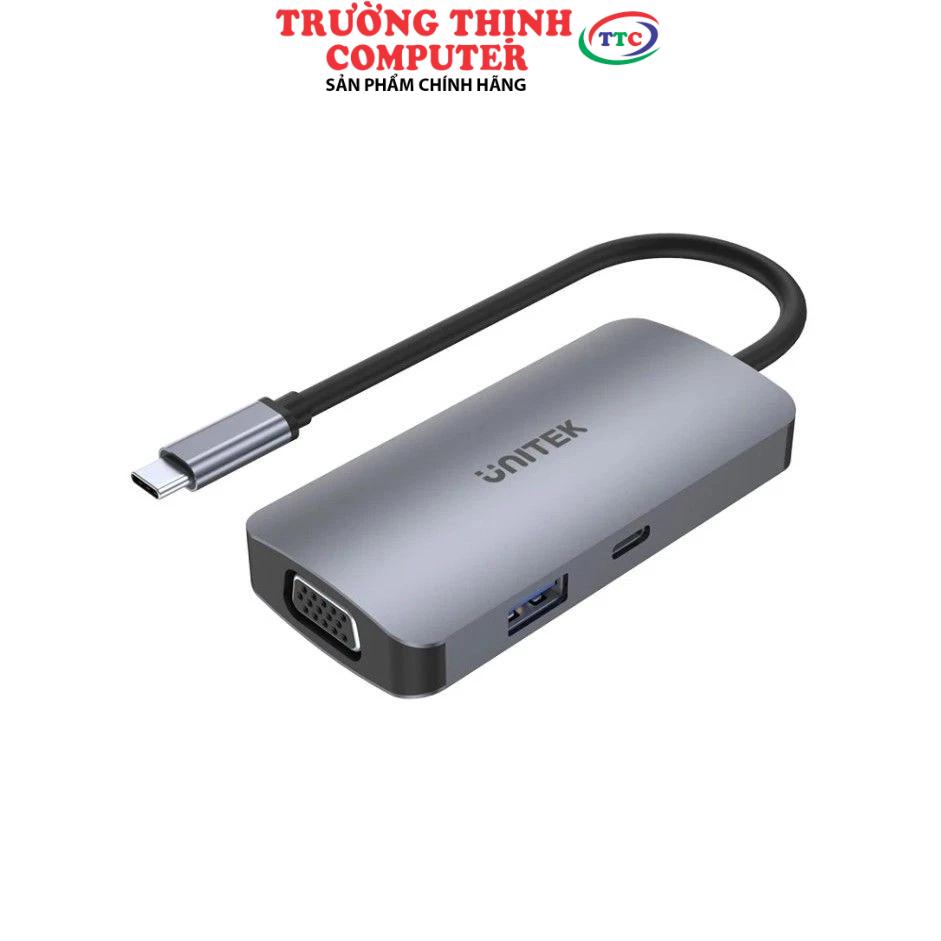 Bộ chia/ Hub Type-C -&gt; HDMI +VGA+LAN Unitek Y-DK 09016 GY - HÀNG CHÍNH HÃNG