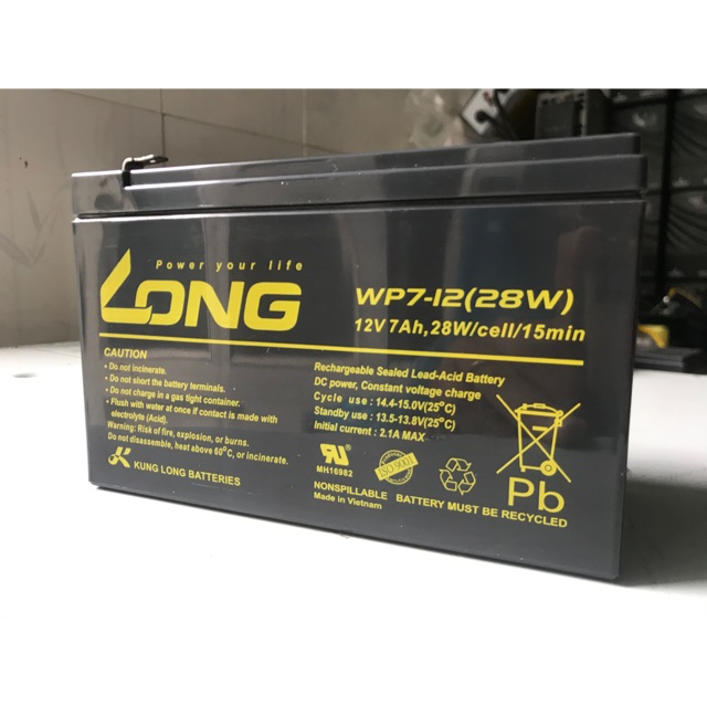 Ắc Quy LONG 12V-7AH, WP7-12 (28W) (PDC-Tech) - Hàng Chính Hãng