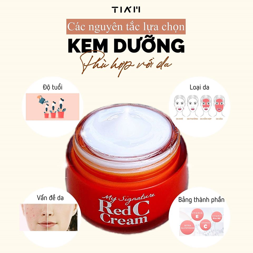 Kem Dưỡng Vitamin C Làm Trắng Da, Mờ Thâm Nám Tiam My Signature Red C Cream 50ml