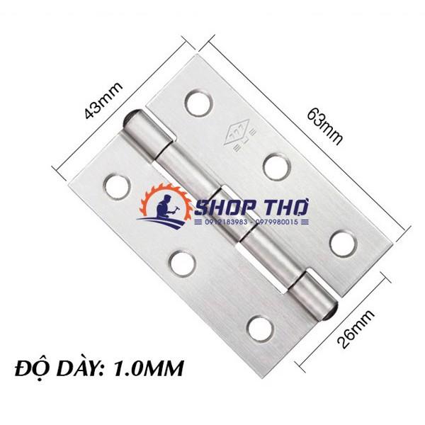 Bản lề lá inox 201 cỡ 2.5inch, 2inh, 1.5inh đi kèm vít inox