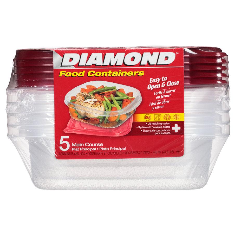 Bộ 5 Hộp Đựng Thực Phẩm Main Course Diamond (740ml / Hộp)