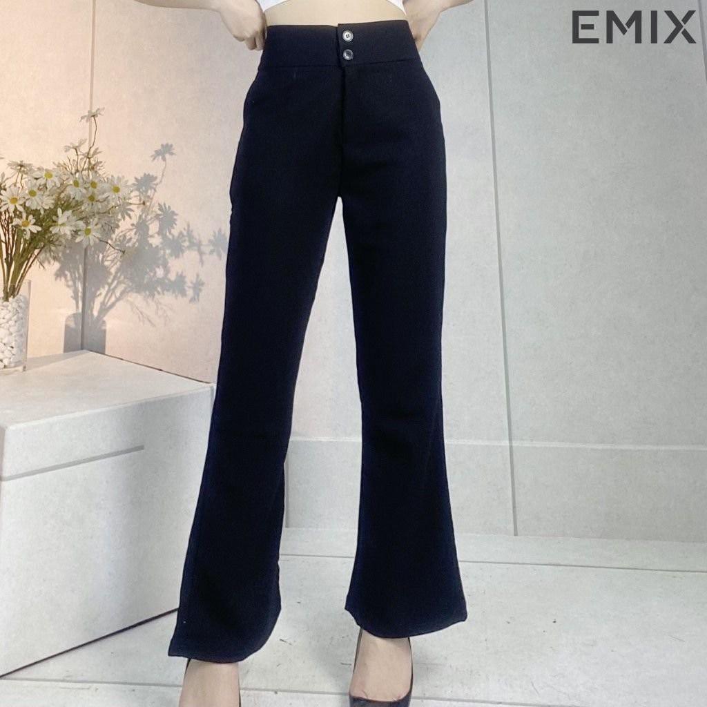 Quần tây nữ ống loe EMIX , dáng dài 100cm, ống suông và loe, cạp cao, cạp 2 biên 7cm, vải tuyết mưa mềm mịn