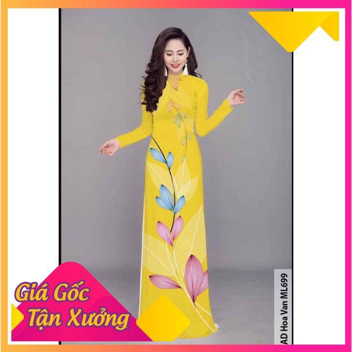 Áo dài may sẵn lụa in 3d cao cấp siêu đẹp-chất lụa nhật co giãn hàng loại 1