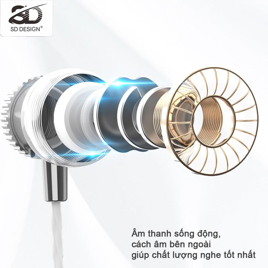 Tai Nghe dây Nhét Tai SD Design X18 với jack cắm 3.5mm tương thích với mọi dòng điện thoại, thiết bị điện tử