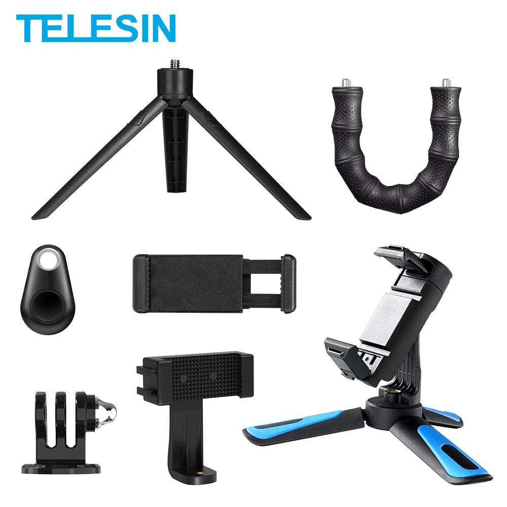 TELESIN Chân Máy Mini Magic Arm Điện Thoại Điều Khiển Từ Xa Bluetooth Nhả Cửa Trập Kẹp Ốc Vít 1/4 Cho Phụ Kiện Máy Ảnh GoPro Insta360