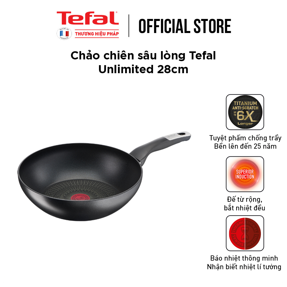 Combo Nồi cơm điện Easy Rice Plus RK736B68 &amp; Chảo chiên sâu lồng 28cm Tefal Unlimited G2551902 - Hàng chính hãng