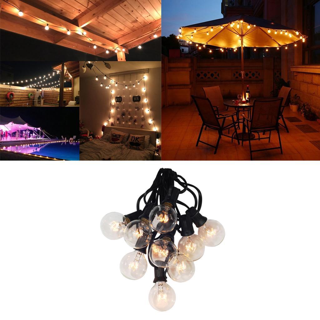 25ft G40 String Lights with Globe Clear Bulbs Waterproof Patio Hanging Light