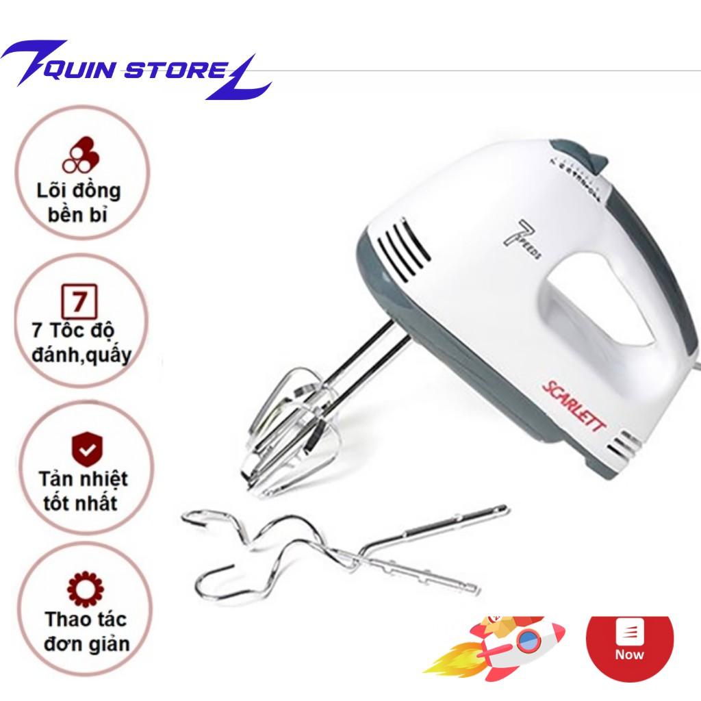 Mã QUINKM5 HOÀN 5% Xu Đơn 150K Máy Đánh Trứng Trộn Bột Cầm Tay Cao Cấp 7 Tốc Độ Kèm 4 Que Trộn Inox