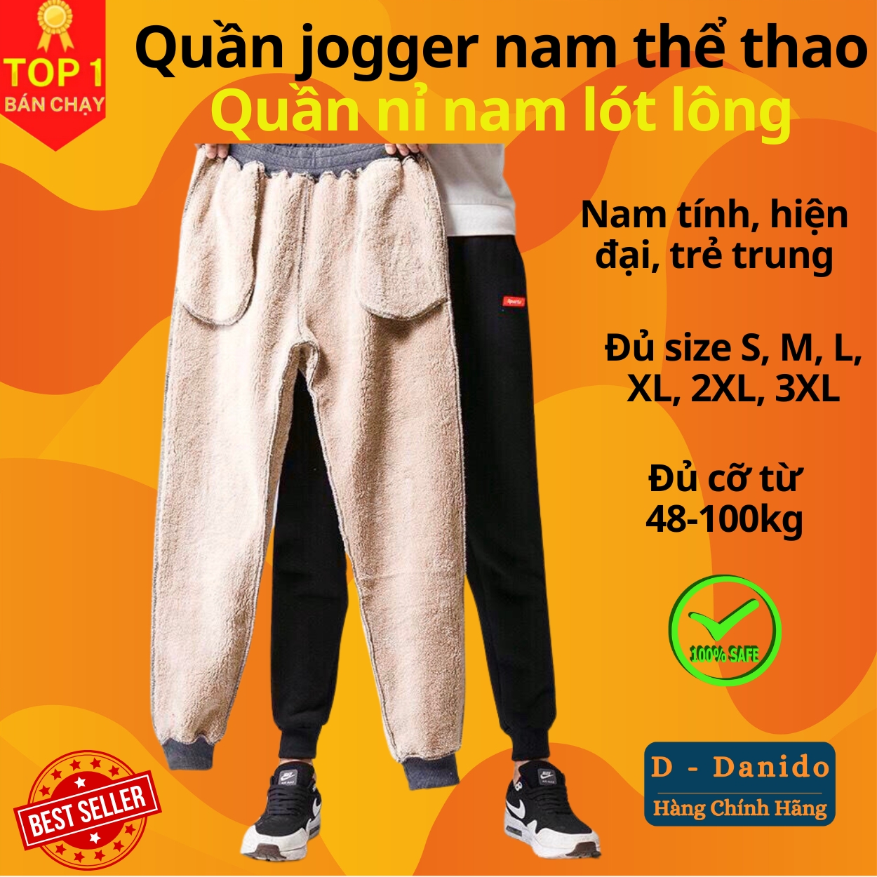 Quần Jogger Nam Thể Thao - Quần Nỉ Nam Lót Lông Cao Cấp Chính Hãng