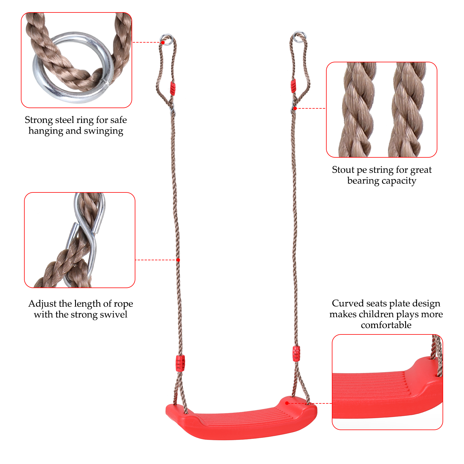 Bộ xích đu bằng nhựa có thể điều chỉnh ngoài trời dành cho trẻ em