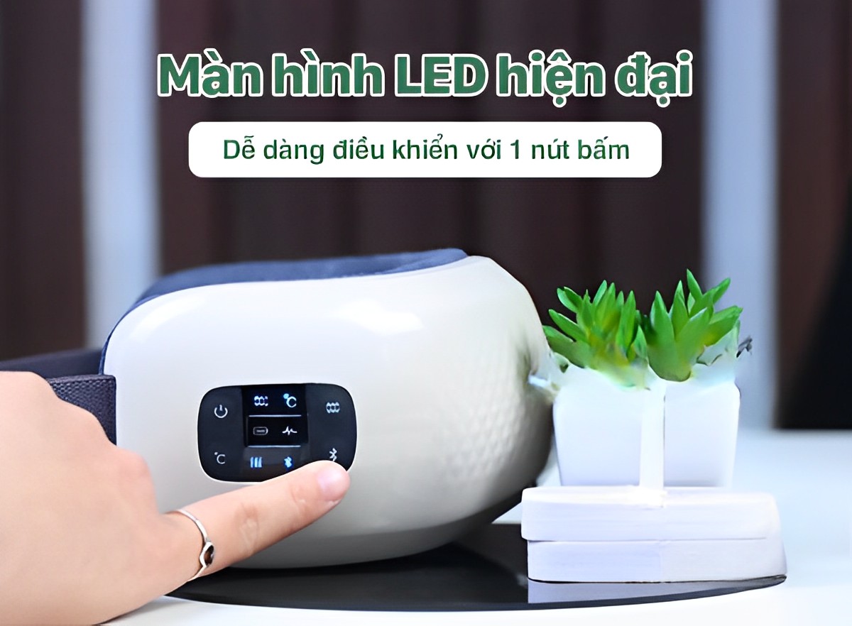 Máy massage mắt , máy mátxa mắt giảm cuồng thâm,bọng mắt, đau mắt loại dùng pin HY-01 cao cấp,máy masage mắt với các chế độ bóp khí,rung và nhiệt kết hợp bluetooth nghe nhạc