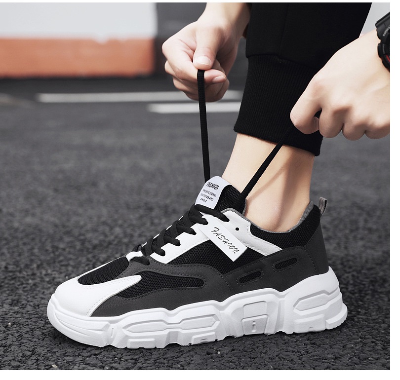 [Cao Cấp] Giày Sneaker Thể Thao NamGNS043 Màu Trắng Đen Tăng Chiều Cao