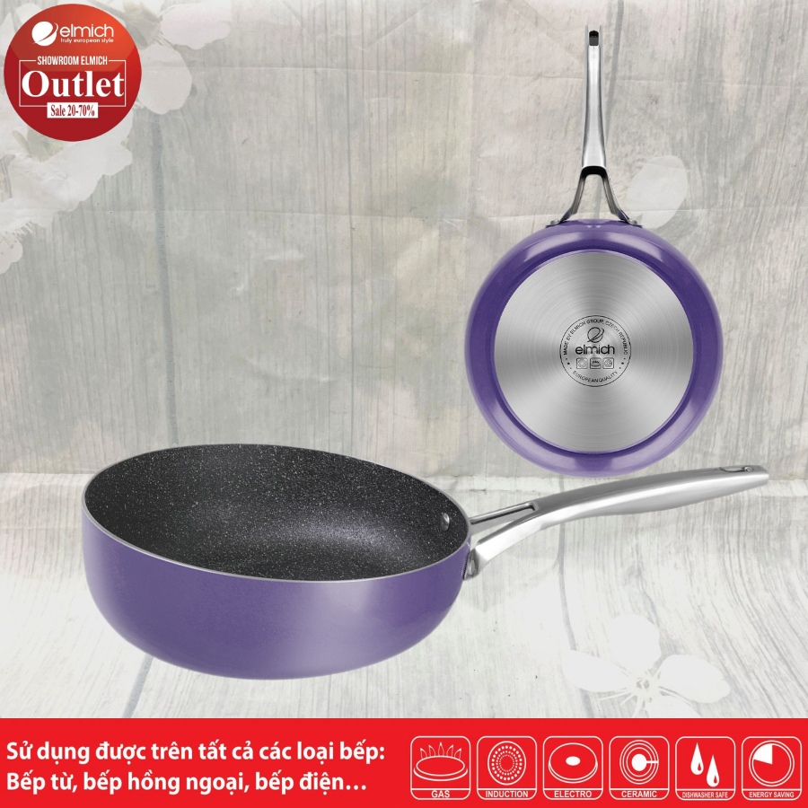 Chảo Xào Rán Chống Dính Full induction Elmich Hera 8245 20cm/8246 24cm/8247 26cm/8248 28cm