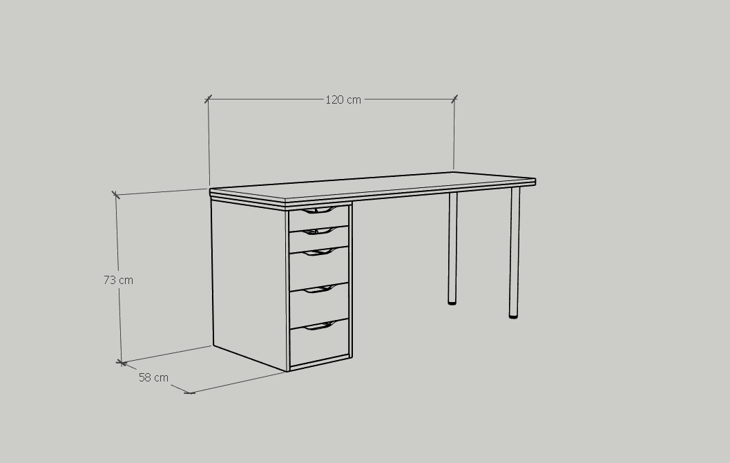 [Happy Home Furniture] LIDA, Bàn làm việc chân sắt - 1 bên ngăn tủ, BAN_020, BAN_021, BAN_022,BAN_023