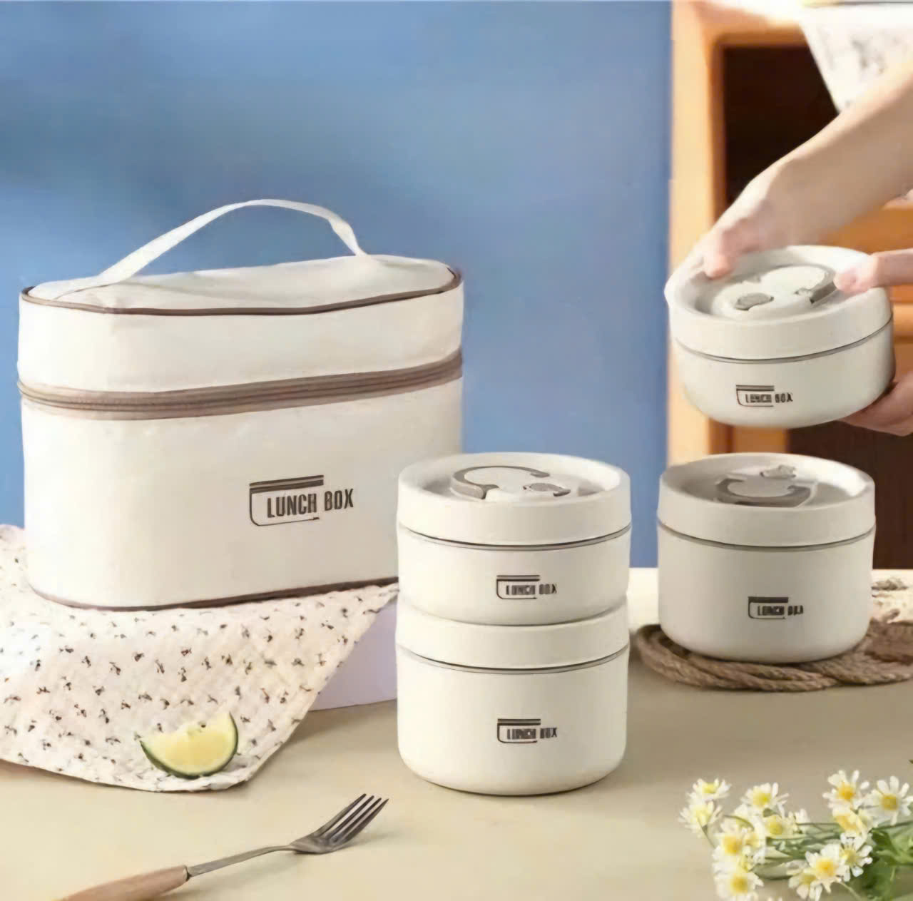 [KoSuyTu] Hộp Cơm Giữ Nhiệt Cao Cấp LUNCHBOX INOX 304 - 2/3/4 Tầng Rời - Tặng Kèm Túi Giữ Nhiệt + Bộ Túi Thìa Dĩa INOX