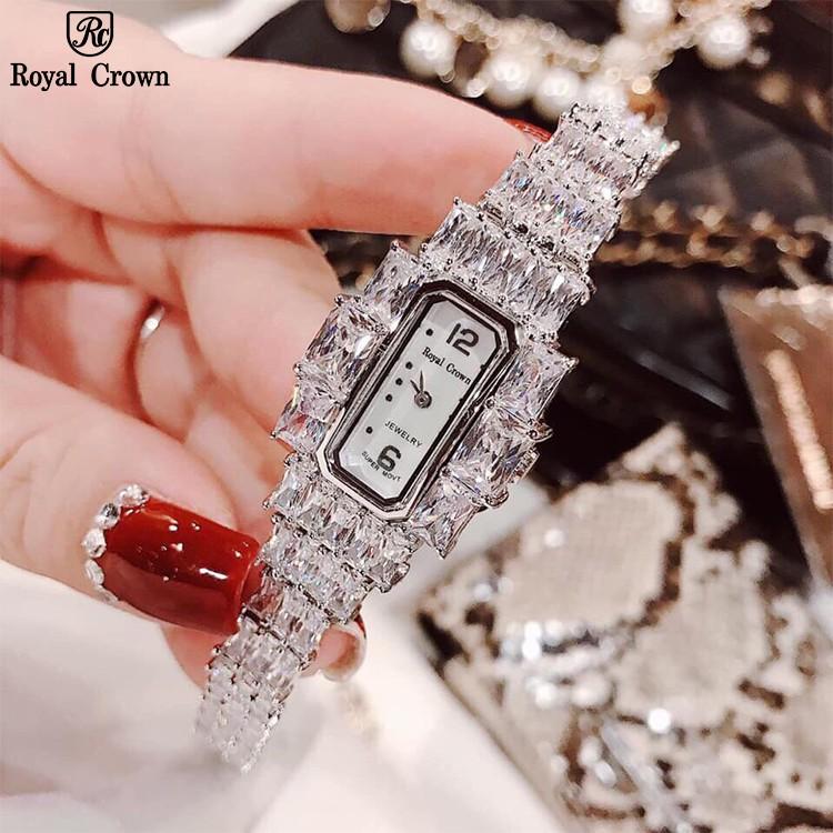 Đồng Hồ Nữ Chính Hãng Royal Crown 3612 Jewelry Dây Kim Loại Đính Đá Chống Nước Chống Xước