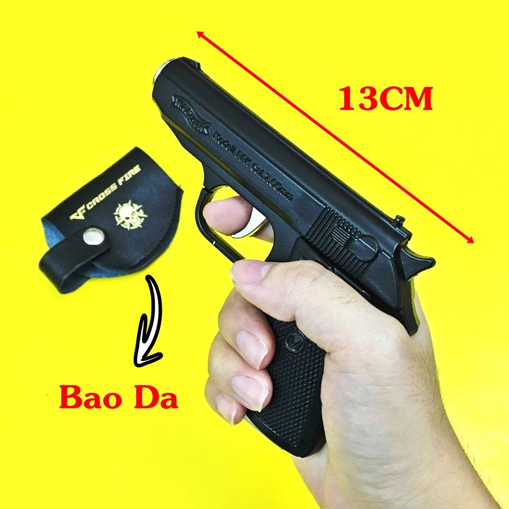 Hột quẹt bật lửa khè hình súng M9 3IN1 có bao da size 13cm - MÀU ĐEN