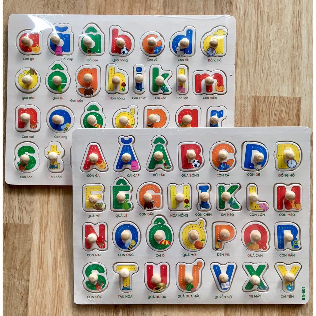 Bảng chữ cái Tiếng Việt gỗ có núm cầm 20x30 cm cho bé