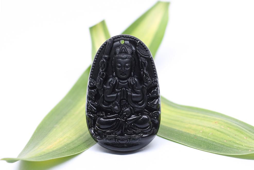 Mặt Dây Chuyền Phật Thiên Thủ Thiên Nhãn Đá Obsidian Ngọc Quý Gemstones TTTNOL