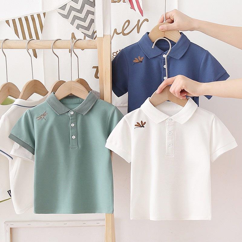 Áo Polo Cho Bé Trai Thêu Hình Chuồn Chuồn Chất Cotton Cao Cấp, Áo Thun Cộc Tay Cho Bé Từ 10-27Kg - SUMO KIDS