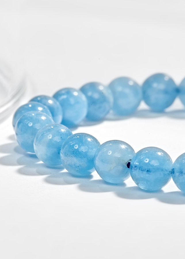 Vòng tay phong thủy đá Aquamarine phối lu thống mệnh Thủy, Mộc - Ngọc Quý Gemstones