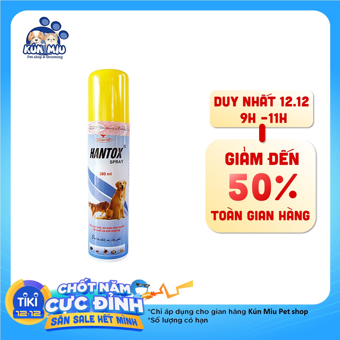 Thuốc Phun Xịt Ve, Ghẻ, Bọ Chét Chó Mèo Hanvet Hantox Spray (300ml)