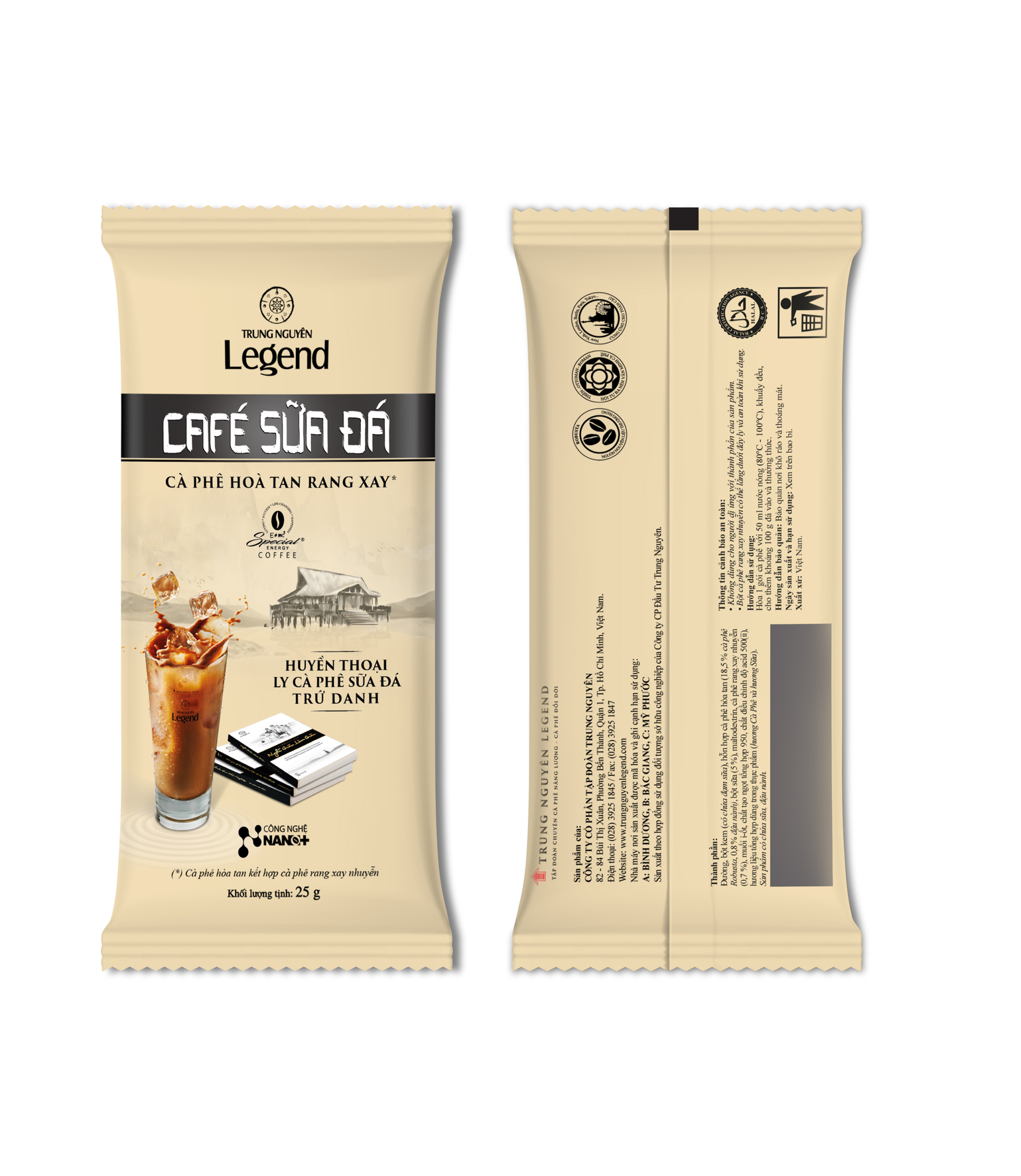 Trung Nguyên Legend - Cà phê hoà tan rang xay 3in1 Cafe sữa đá - Hộp 9 gói x 25gr