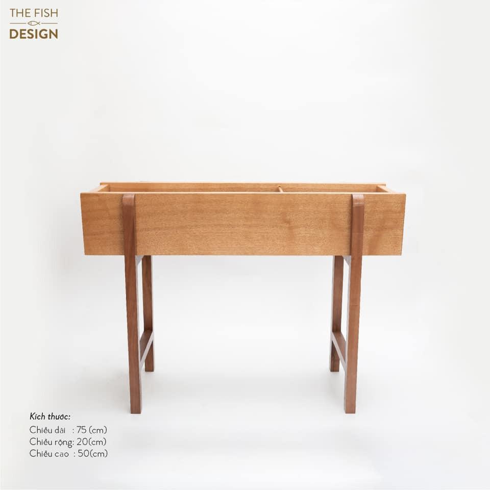 Hộp Kệ Gỗ Dài Trồng Cây XL | The Fish Design | Gỗ Sồi | Kích Thước D75 x R20 x C55