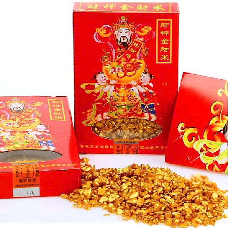 Gạo vàng phong thủy Thần Tài Lễ Tết – đồ cúng đặt trên bàn thờ Thần Tài cao cấp giúp chiêu tài đón lộc – may mắn - phát tài gói lớn 500gr