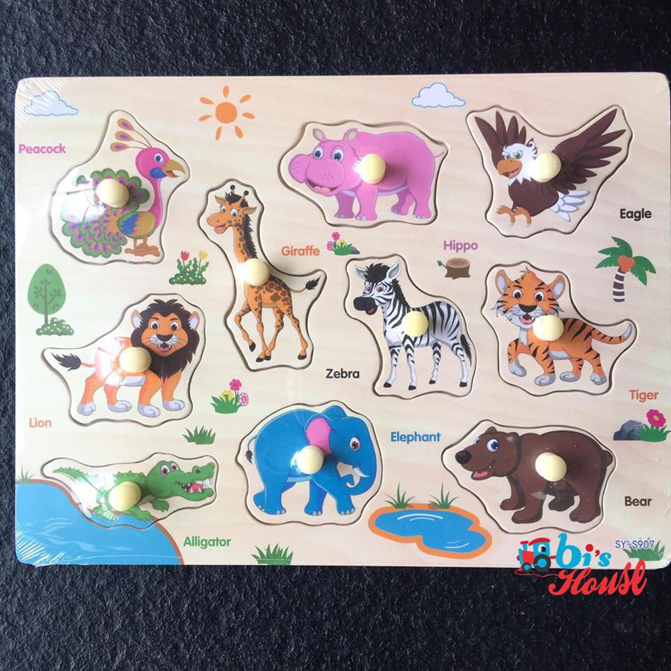 Đồ chơi thông minh - an toàn cho bé - combo 5 bảng núm gỗ nhiều chủ đề - mẫu ngẫu nhiên MK00168