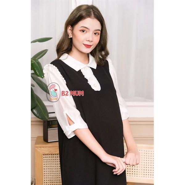 V226 Váy công sở tay lỡ tơ trắng