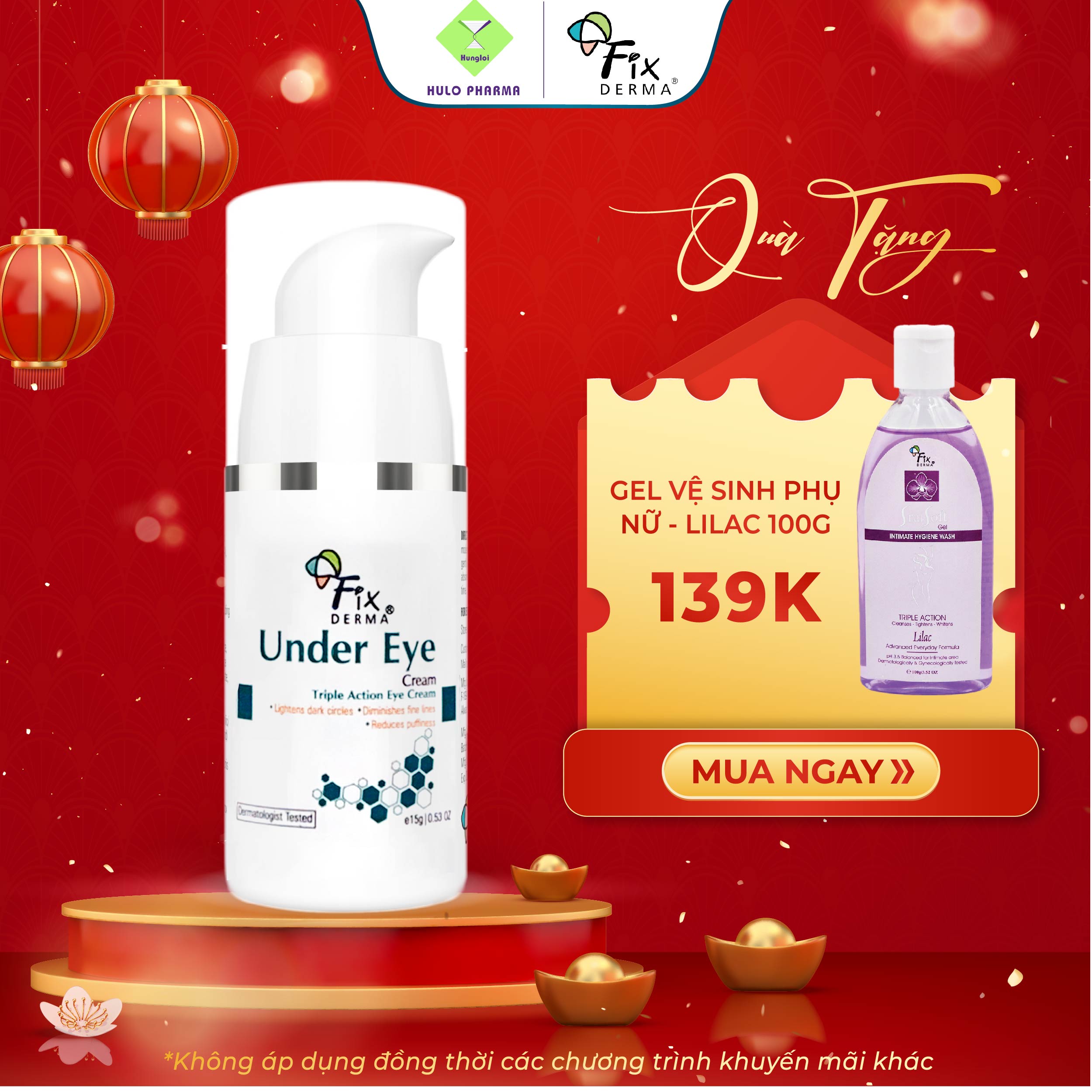 Kem làm giảm quầng thâm, bọng mắt Fixderma Under Eye Cream (20g)