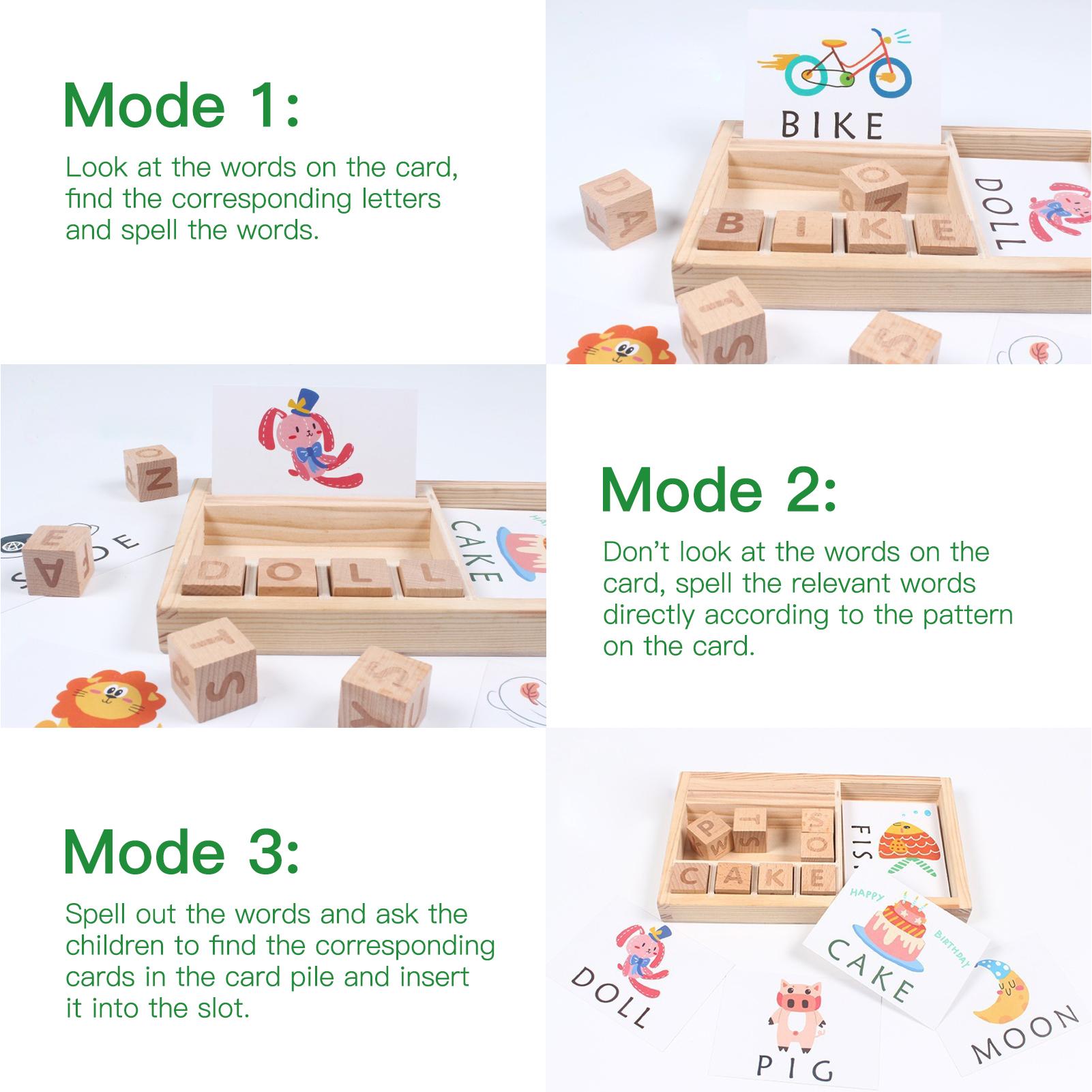 Wooden Spelling Words Game Matching Letter Game Alphabet Learning Game Montessori Puzzle STEM Early Educational Toy for