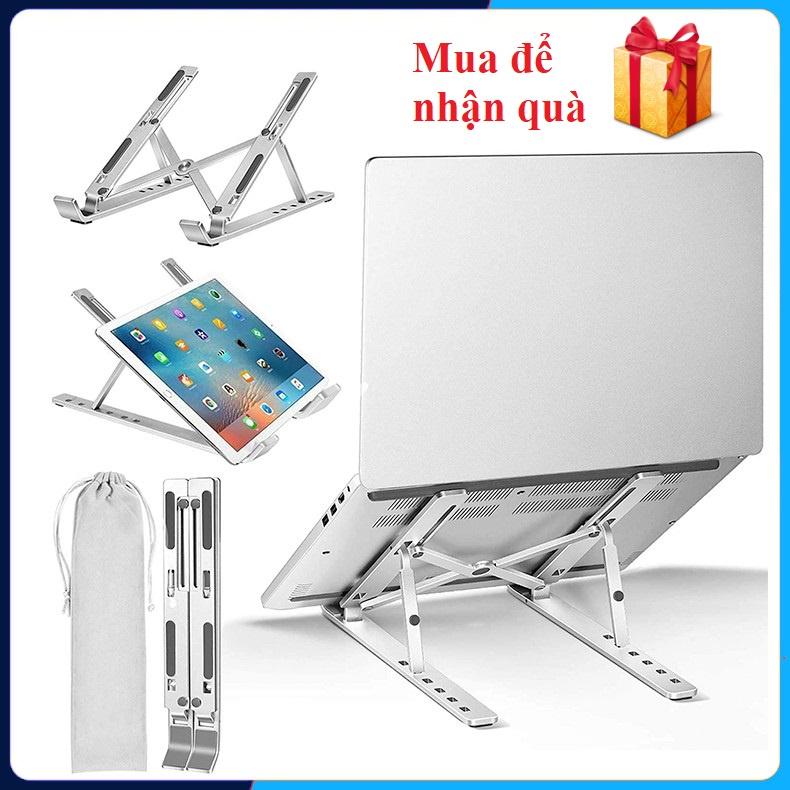 Giá đỡ laptop, ipad, macbook, kệ đỡ máy tính nhôm cao cấp kèm túi đựng, hỗ trợ tản nhiêt, gấp gọn