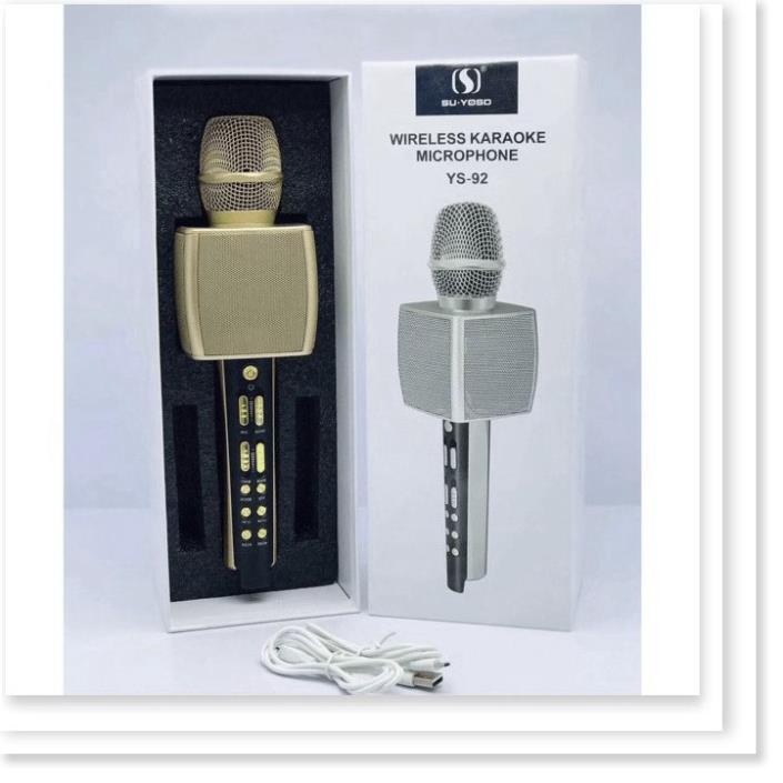 Micro Karaoke Bluetooth YS-92 Trang Bị Soudcard Dùng Livetream Vùa Hát Như Micro Loa Rời Bình Thường