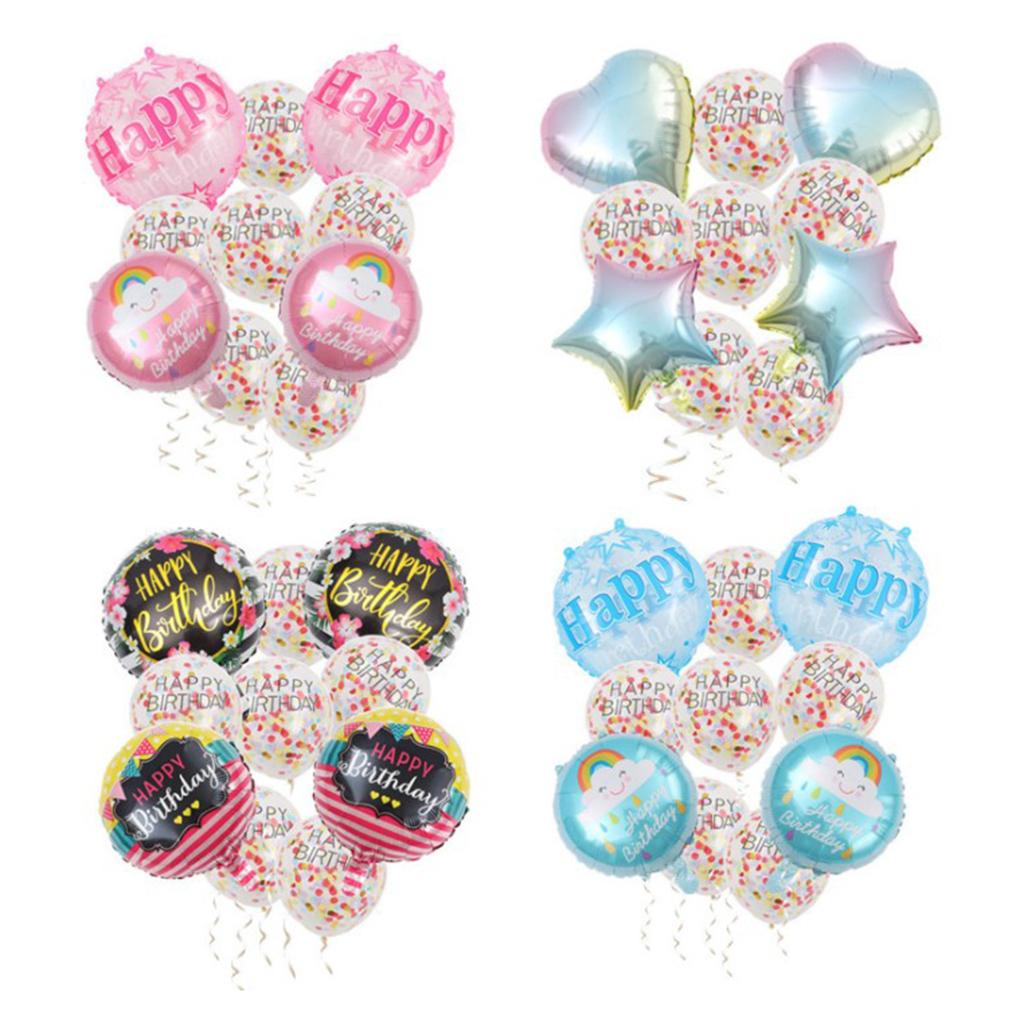 10PCS Confetti Foil Balloon Birthday Balloons Party Wedding Decor Set