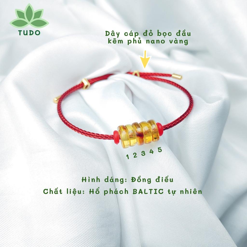 Vòng tay đỏ may mắn ngũ điếu hổ phách Baltic tự nhiên vòng phong thủy