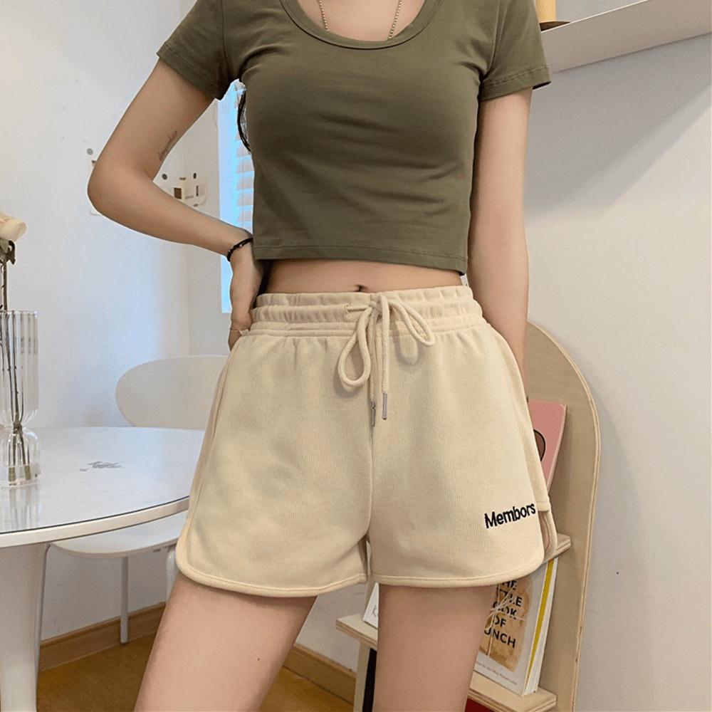 Quần Đùi Nữ Cạp Chun Ống Rộng Dây Rút Mem.bors Basic Trơn Mặc Nhà sexy thoáng mát 3158 Store