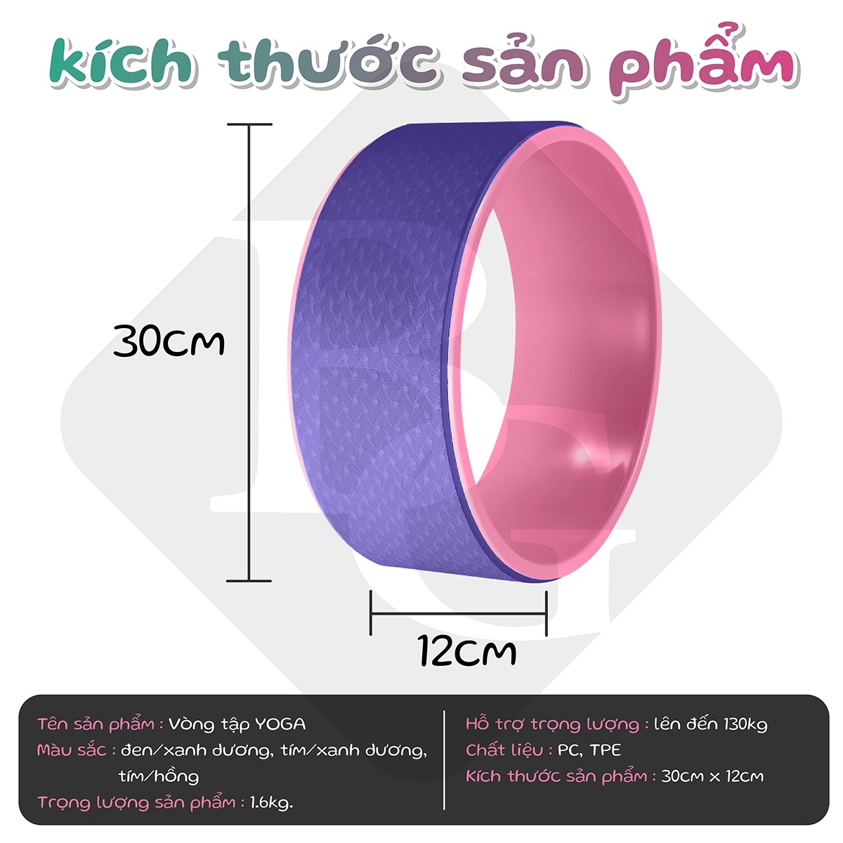 BG Vòng tập YOGA 6003 - Yoga Wheel Bản 13CM Và 12CM Khung Nhựa ABS Bọc TPE Cao Cấp Pilates Tập Lưng Cao Cấp (hàng nhập khẩu)