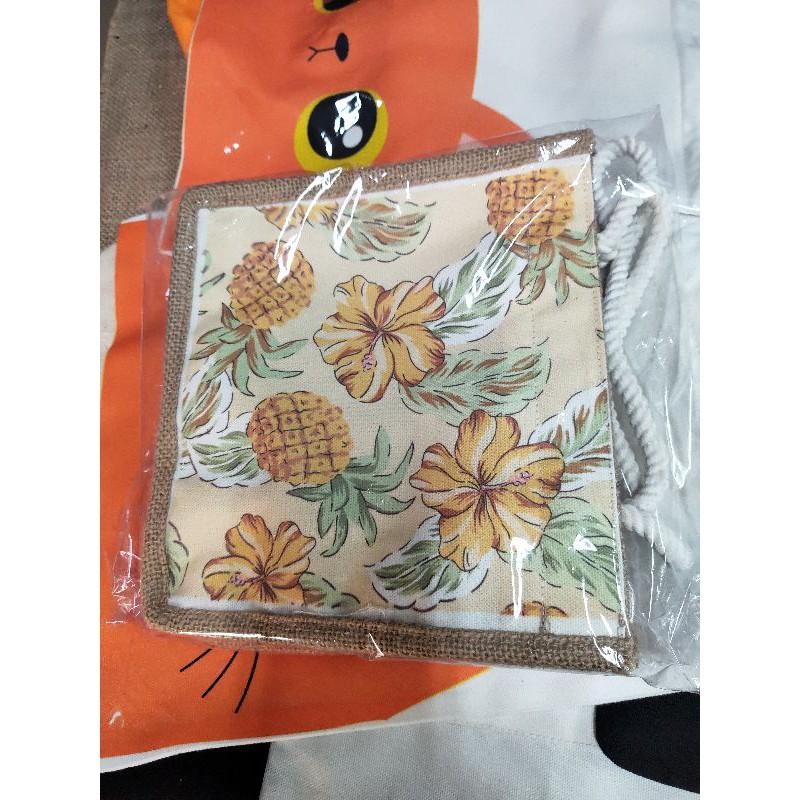 Túi đay thô phối vải canvas in hình hoạ tiết thiết kế phong cách trẻ dễ phối đồ