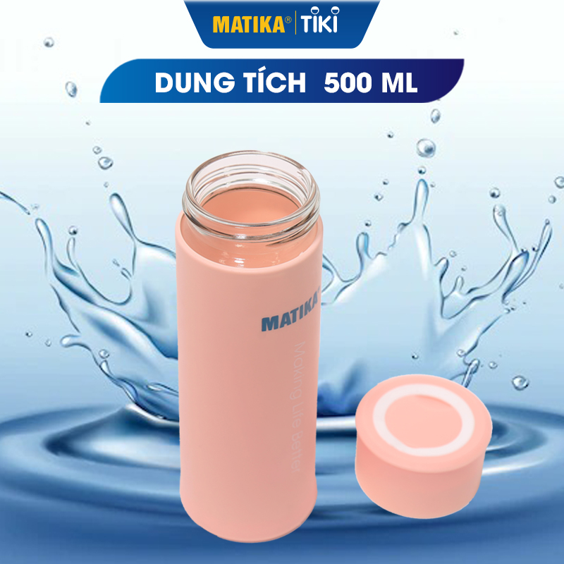 Bình Đựng Nước Giữ Nhiệt Lõi Thủy Tinh MATIKA MTK-HC500 Dung Tích 500ml - Hàng Chính Hãng