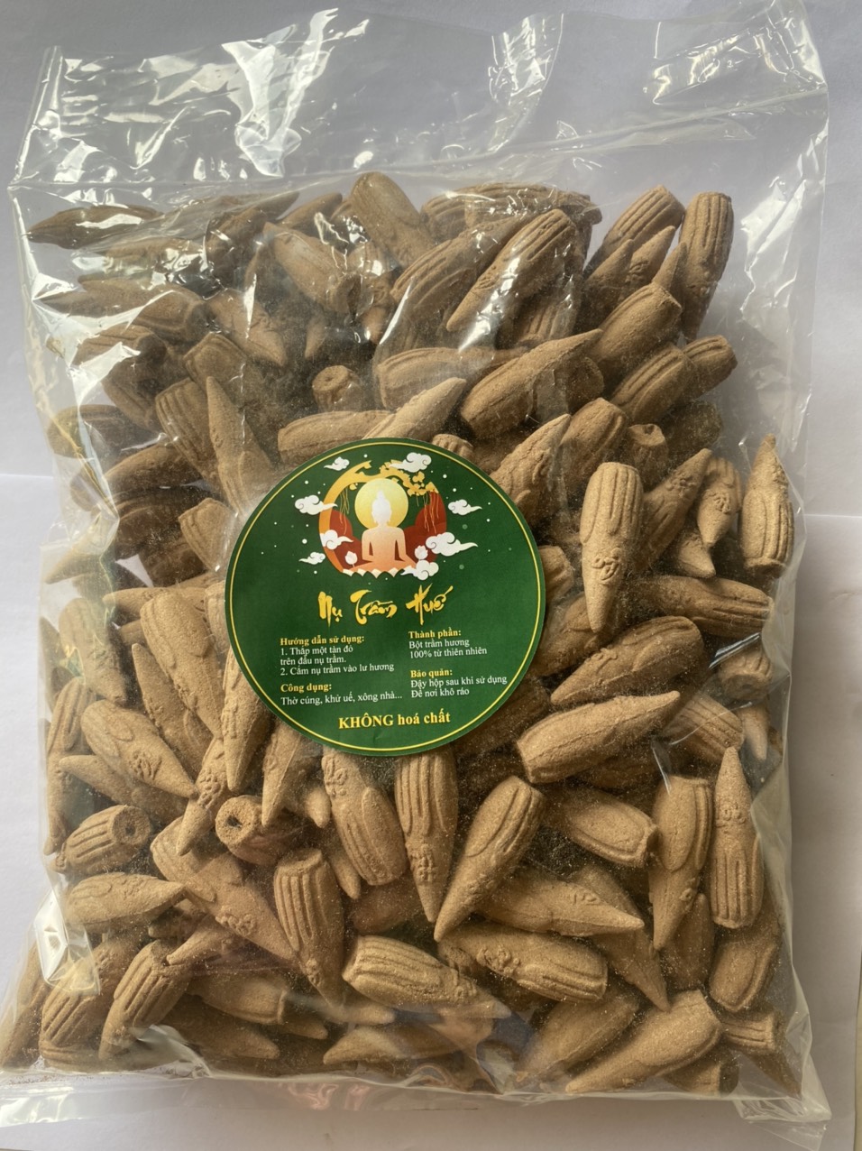 Nhang Nụ Trầm Hương tự nhiên khói chảy ngược - bọc 300 nụ - Mùi thơm dịu nhẹ, không cay mắt, không kích mũi -Nụ Trâm Huế