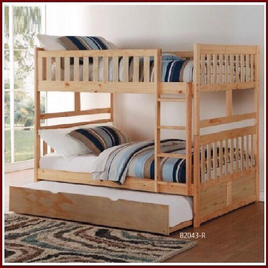 Giường 3 Tầng Unit Gỗ Thông Tự Nhiên Cao Cấp - Trắng
