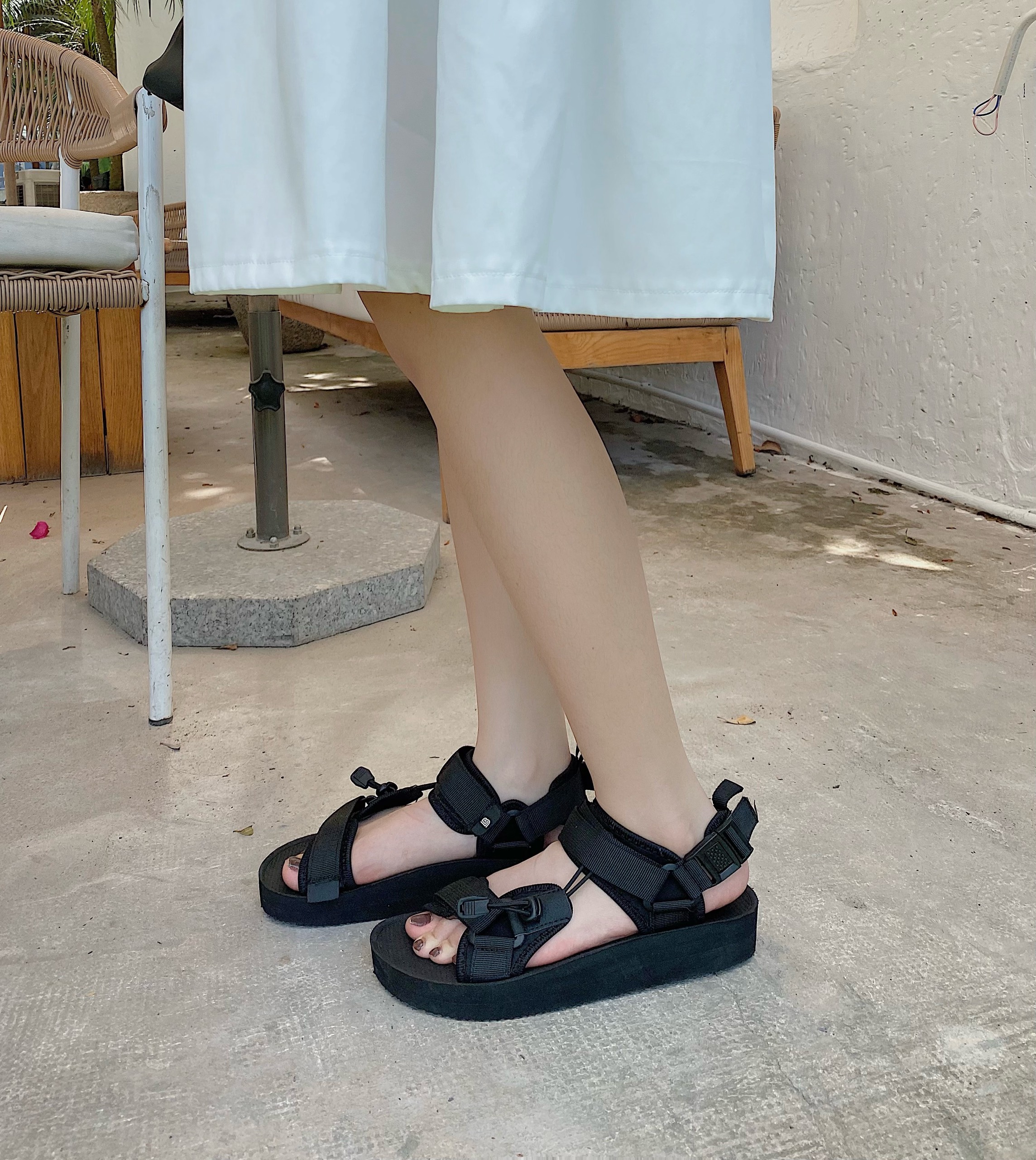 Giày Sandal Nữ The Bily 01W Quai Chéo Dây Rút - Màu Xám BL01WX