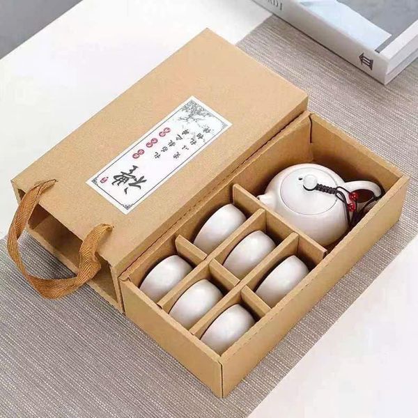 Bộ Ấm Trà 6 Tách - Bộ Ấm Chén Uống Trà Du Lịch Xách Tay Hoạt Động Ngoài Trời Giao Màu Ngẫu Nhiên