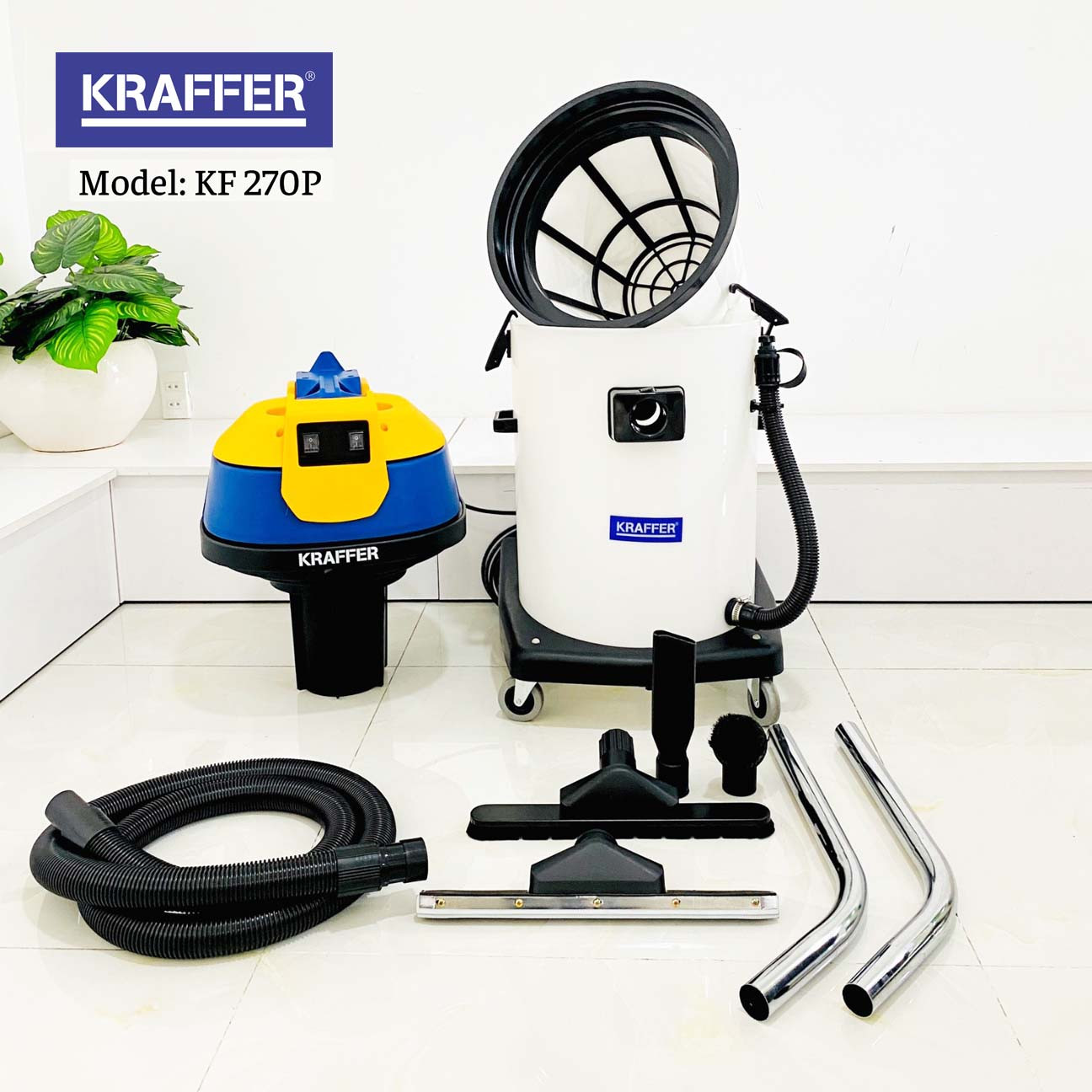 Máy hút bụi công nghiệp 3200W hút khô và ướt 70l KF270P - 2 motor
