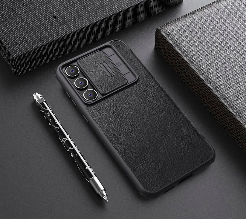 Bao da cho SamSung Galaxy S23 FE chính hãng Nillkin QIN có nắp trượt bảo vệ camera sau - Hàng chính hãng