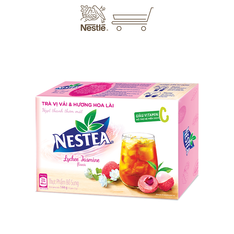 Trà NESTEA vị Vải &amp; Hương Hoa Lài Hộp 12 gói x 12 g